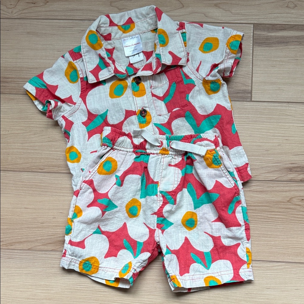 Floral Print Kids' Shirt and Shorts Set